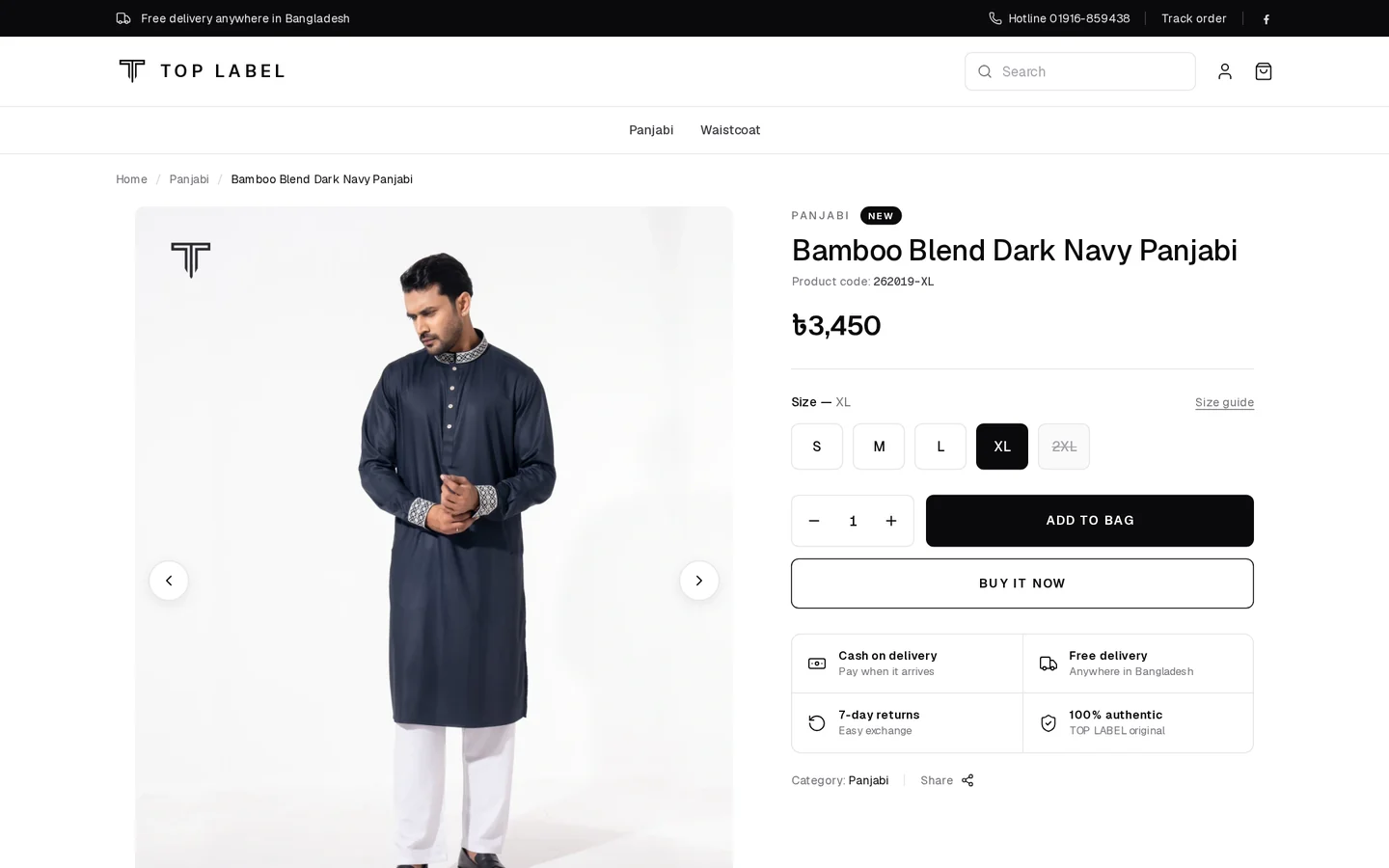 TOP LABEL — Product page — sizes, Cash on Delivery, free delivery