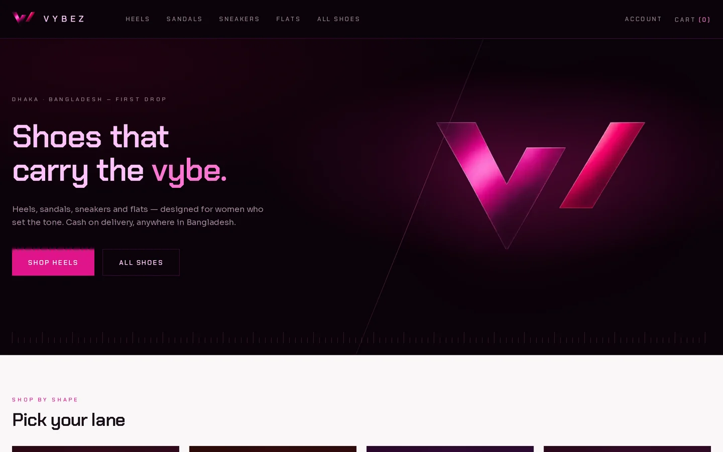 VYBEZ demo — Storefront home — the demo build